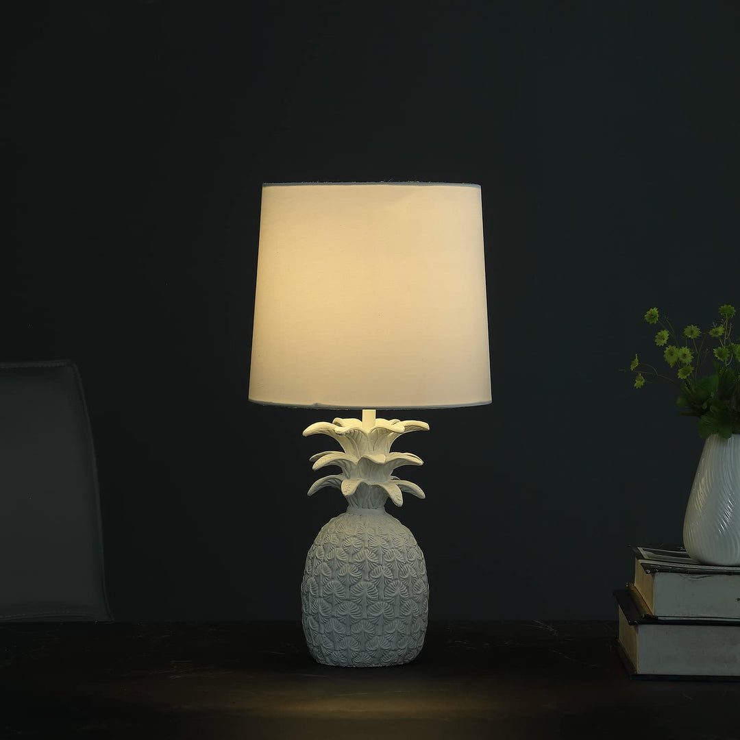 ORE International 17" in Coastal White Tropical Heahea Pineapple Table Lamp