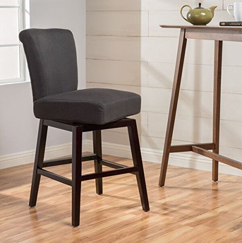 Christopher Knight Home Tracy Fabric Swivel Barstool Dark Charcoal