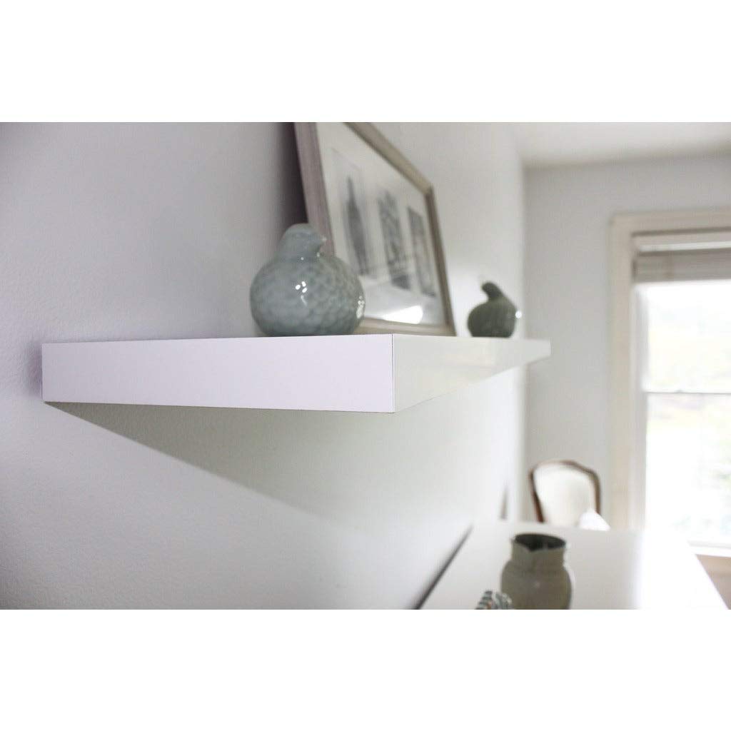 60-inch White Wall Mounted Floating Shelf Children's MDF Wood Glossy Includes