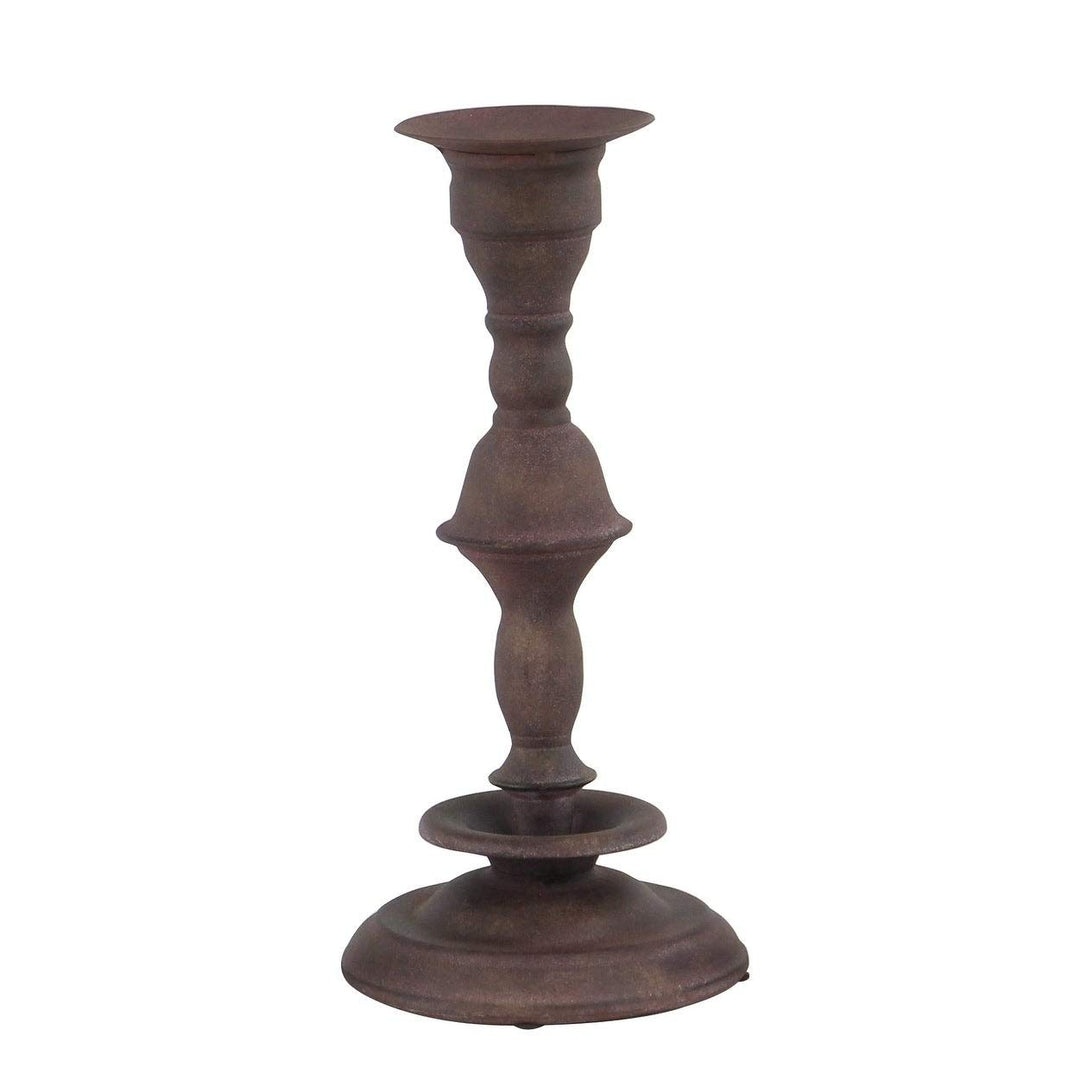 Set of 3 Rustic 13 17 and 19 Inch Dark Brown Metal Candle Holder Iron