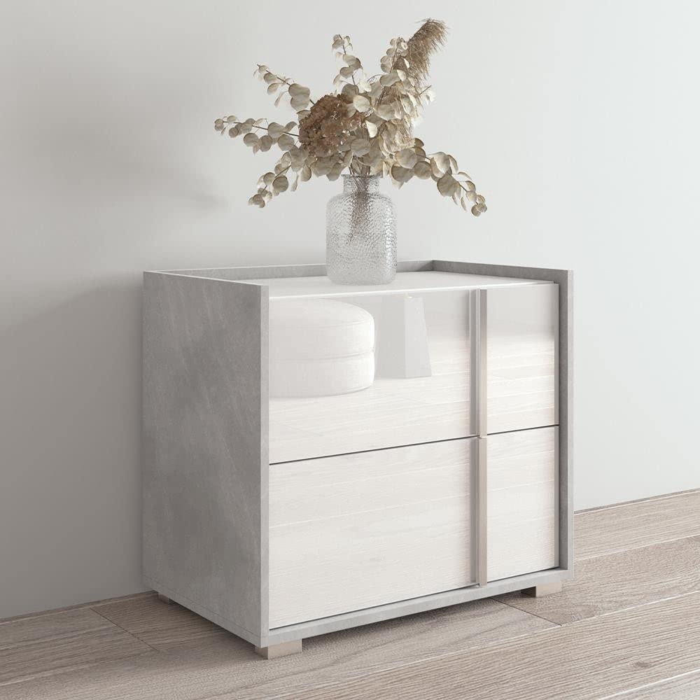 Sky 25" Nightstand White Mid-Century Modern Contemporary MDF Glossy Matte