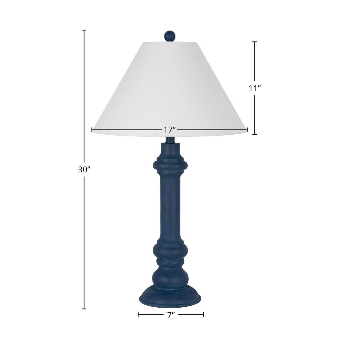 Polyresin 30" Table Lamp with Linen Shade Navy (Set of 2) Blue Traditional