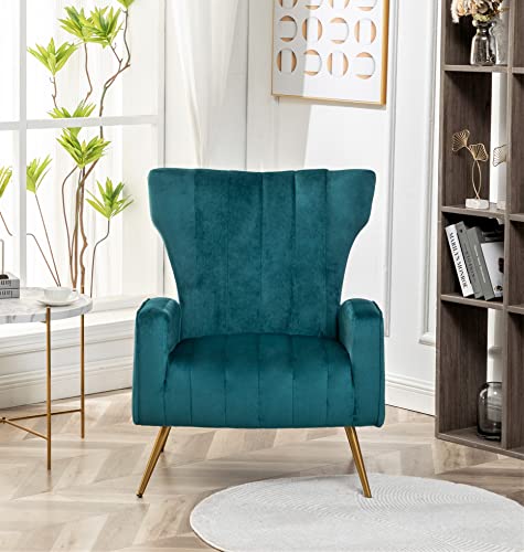 US Pride Furniture Modern Velvet Accent Chair for Living Room Bedroom or Bluenish Green