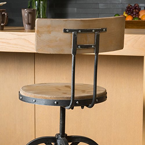 Christopher Knight Home Stirling Adjustable Wood Backed Bar Stool