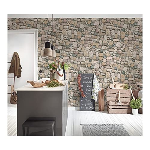 Neutral Natural Stone Wallpaper 20.9 X Grey Farmhouse Paper Washable Gray