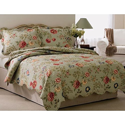 3 Piece Quilt Set Floral Themed Bedding Flower