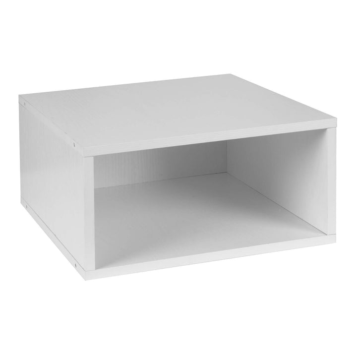 Half Size Stackable Storage Cube- White Wood Grain Off/White Modern Contemporary