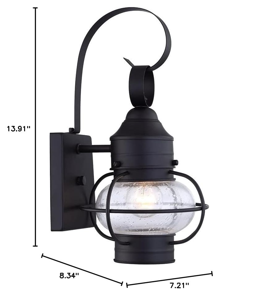 1- Light Outdoor Wall 7.21"x8.34"x13.91" Black Industrial Metal Dimmable - Diamond Home USA