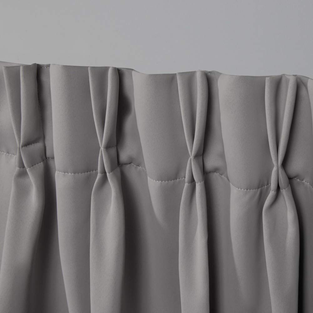 Exclusive Home Sateen Twill Woven Room Darkening Blackout Pinch Pleat/Hidden Tab 52X63 - veridian grey