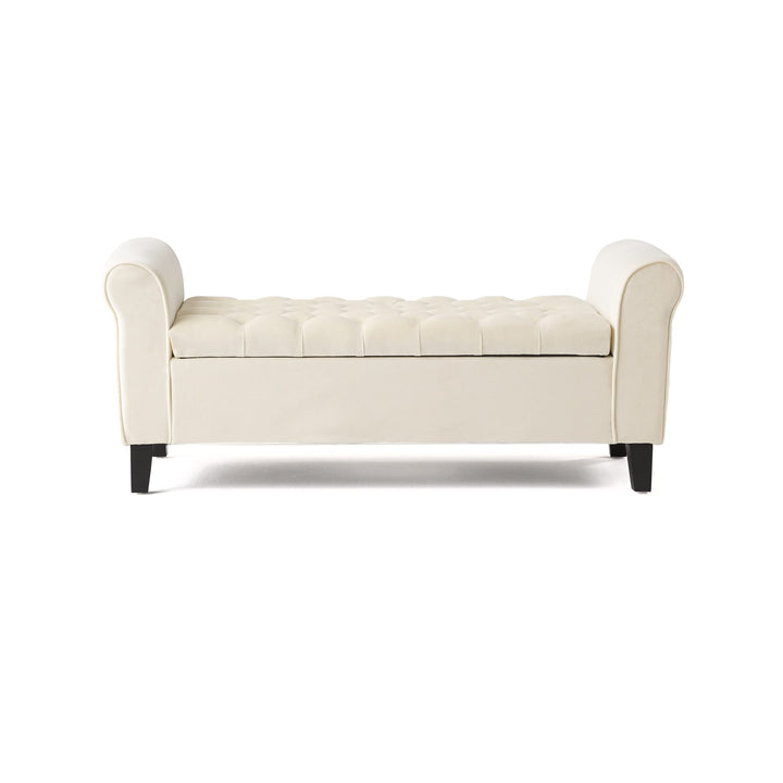 Christopher Knight Home Keiko Velvet Armed Storage Bench Ivory