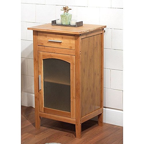 Top Seller Compact Bamboo Linen Floor Cabinet Features 1 Sturdy Drawer in a