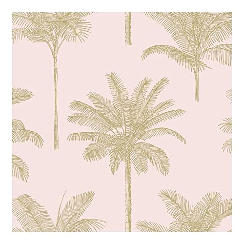 Blush Palm Trees Wallpaper 20.9 X Pink Nature Wildlife Washable