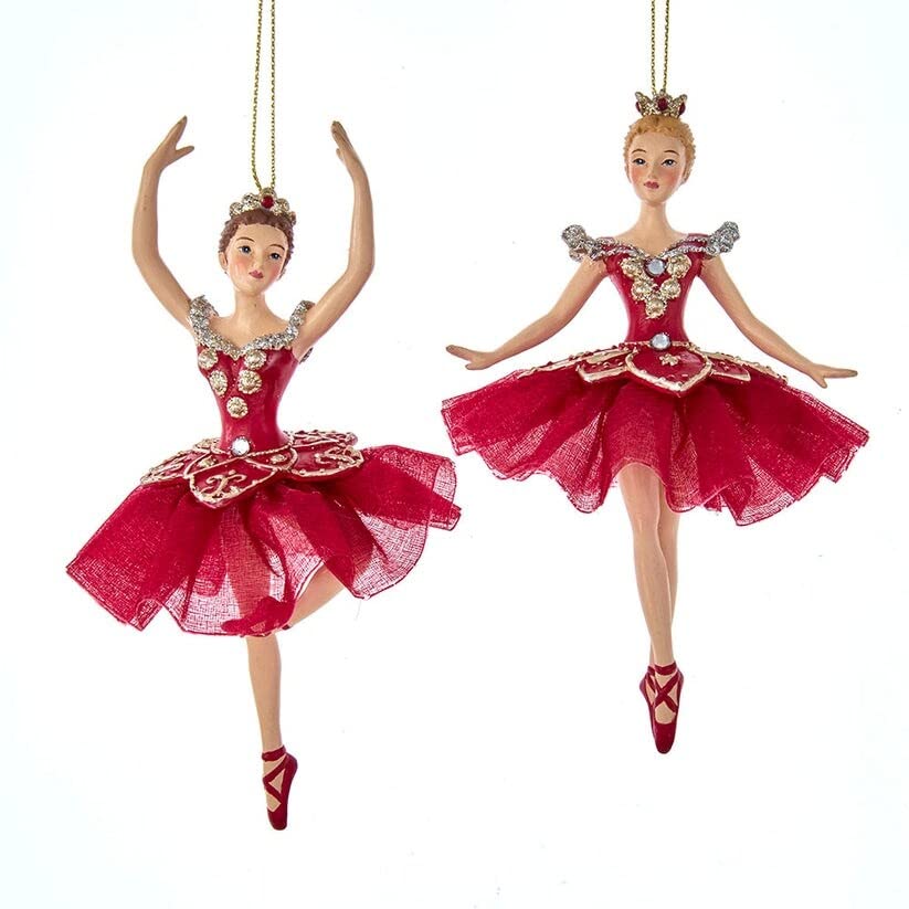 6.25" Red Ballerina Ornaments 2 Assorted Ceramic