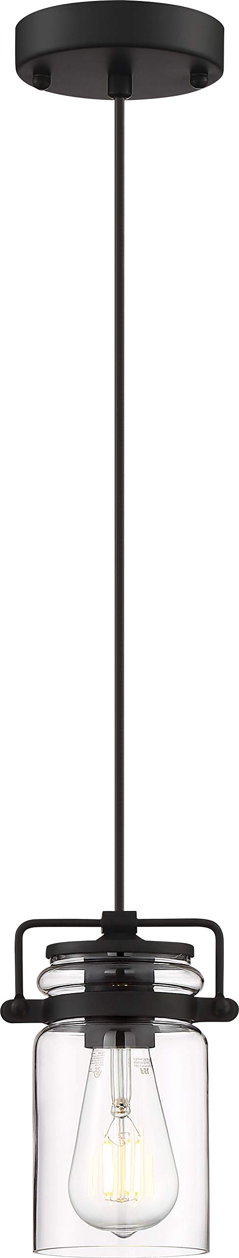 NUVO 60/6732 Antebellum 1 Light Mini Pendant Fixture Matte Black