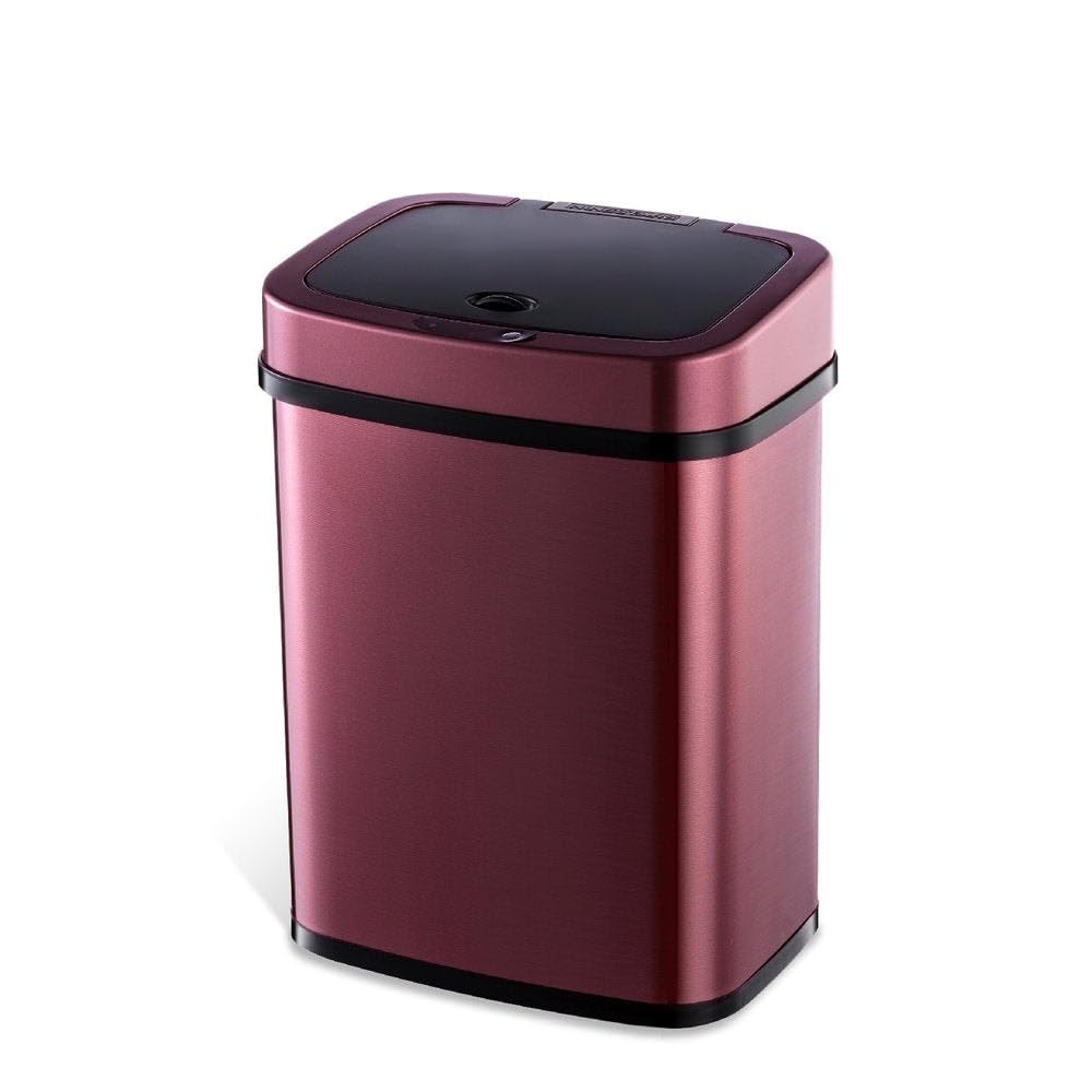 3.2 Gallon Burgundy Rectangular Motion Sensor Trash Can Purple Red Rectangle