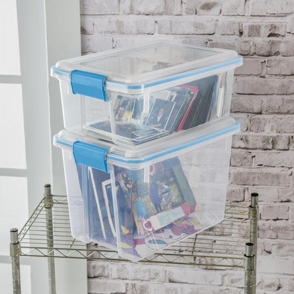 Sterilite 20 Qt Gasket Box Stackable Storage Bin with Latching Lid and Tight