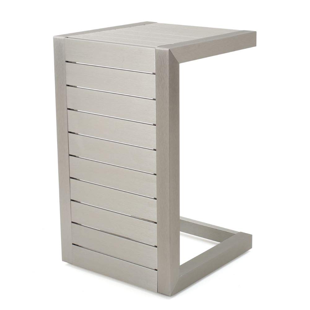 Christopher Knight Home Cape Coral Aluminum C-Shaped End Table Silver