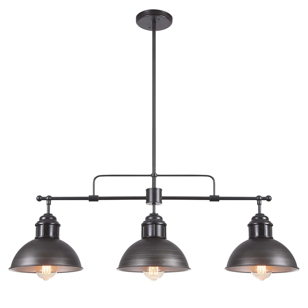 3 Light Industrial Dome Kitchen Island Chandeliers Black Farmhouse Modern - Diamond Home USA