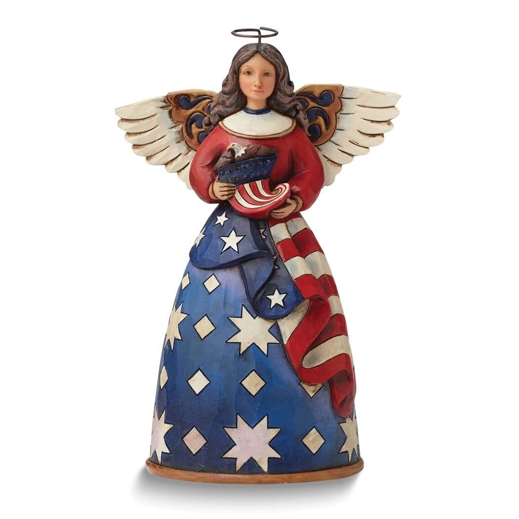 Jim Shore Patriotic Flag Angel Resin Figurine Multi Color