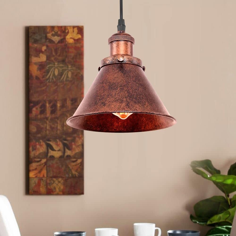 Single Rustic Copper Light Rusty Red Farmhouse Industrial Metal Dimmable