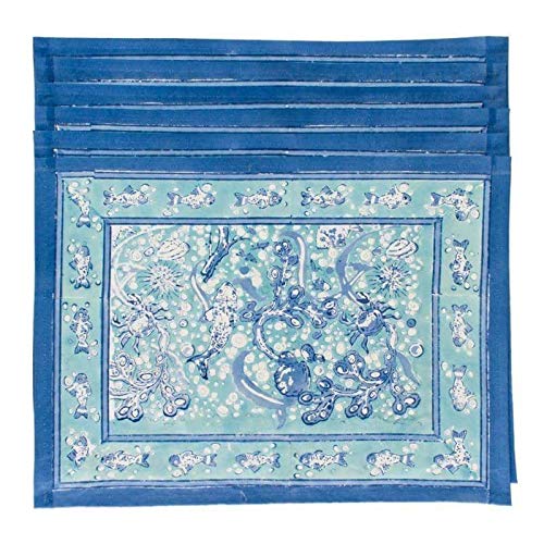 Aqua Mats 15x18 Set of 6 Blue Classic Rectangle Cotton