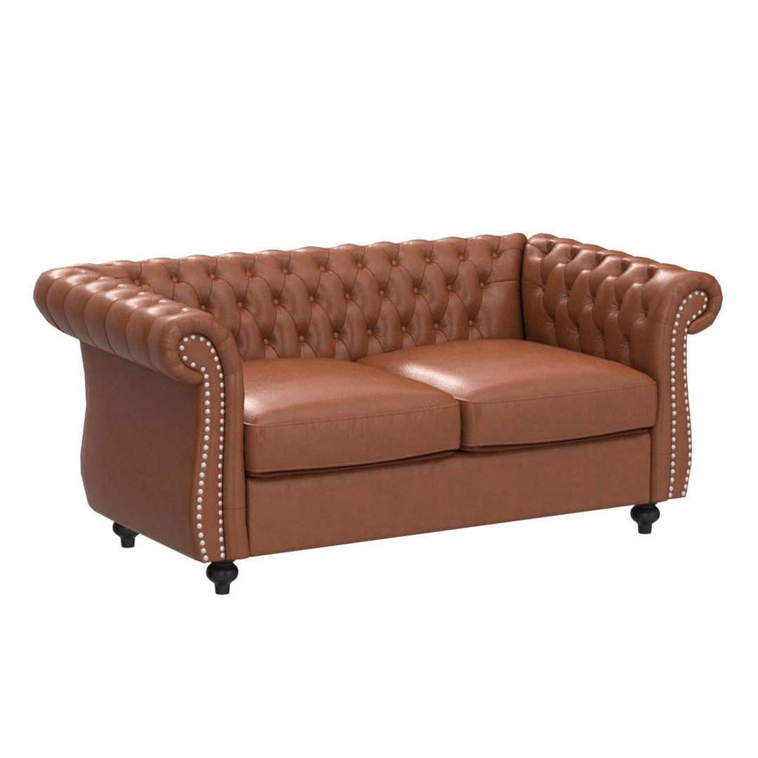 Christopher Knight Home Lucine Traditional Chesterfield Loveseat Cognac Brown