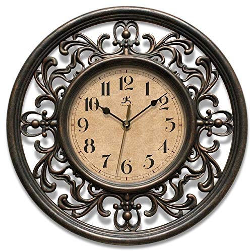 12-inch Round Clock Brown Glass Resin Clear Display Second Hand