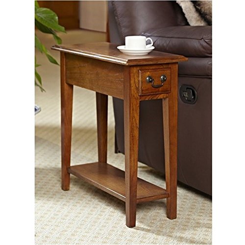 BOWERY HILL Charsde Narrow End Table wth One Drawer and Hand Appled Fnsh Oak