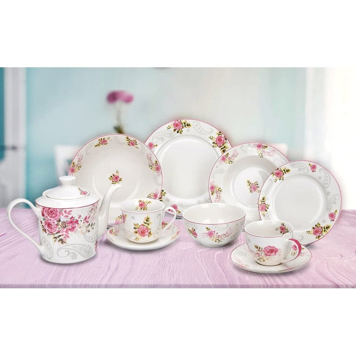 Rose Garden Bone China Soup Plate Set Of 6 8.5" Pink Floral Country Round