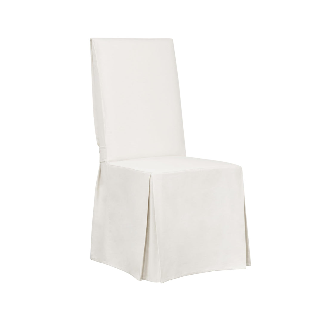 Twill Long Dining Chair Slipcover Solid Cotton