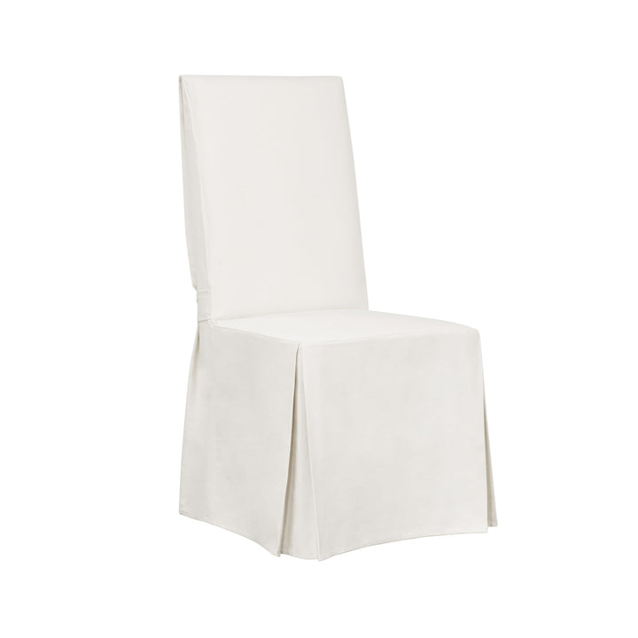 Twill Long Dining Chair Slipcover Solid Cotton