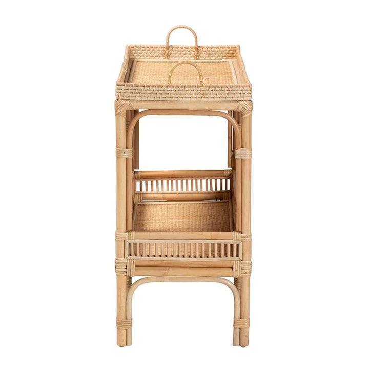 Baxton Studio Lombok Modern Bohemian Rattan Console Table with One Lower Shelf &