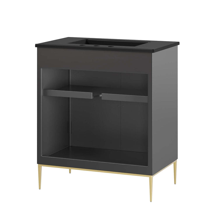 Modway Awaken Bathroom Vanity Cabinet 30" Black Black