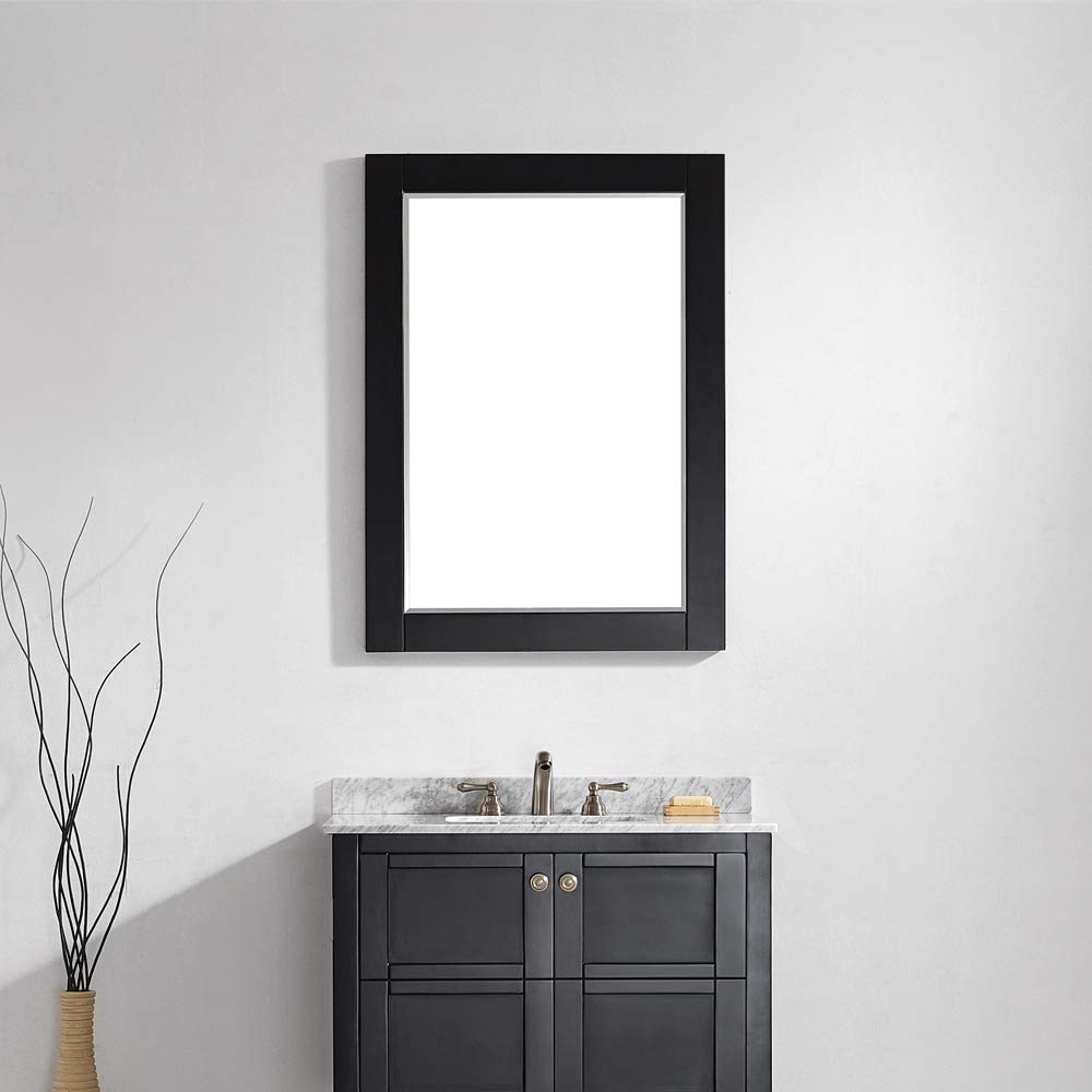 30 Inch Rectangular Bathroom Framed Wall Mirror in Inches Black Transitional - Diamond Home USA