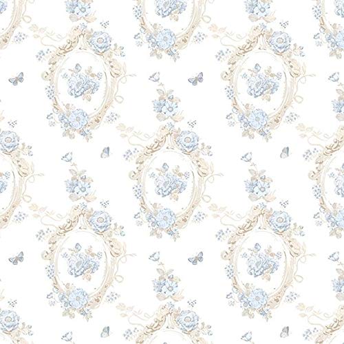 32.7 Ft. X 20.5 in. Vinyl Blue Butterfly Wallpaper Covering Floral