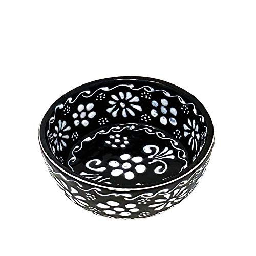 Handmade Mexican Pottery Black Appetizer And Dip Bowls (Set Of 2) 3" X 2"