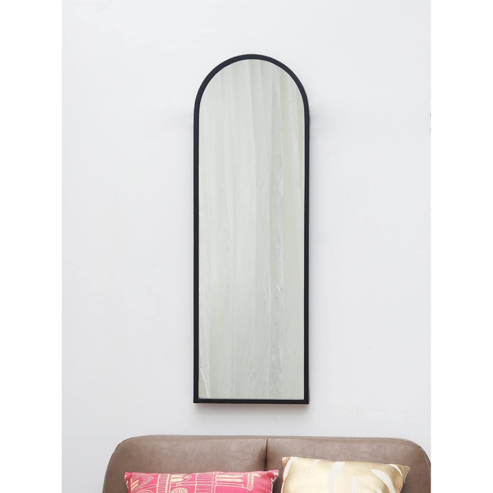 Arched Wall Mounted Mirror with Matte Black Metal Framed 47.6" h Antique - Diamond Home USA