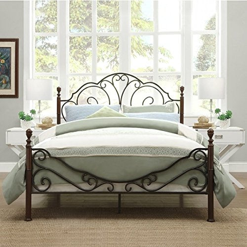 LeAnn Graceful Scroll Bronze Iron Bed Frame (King)