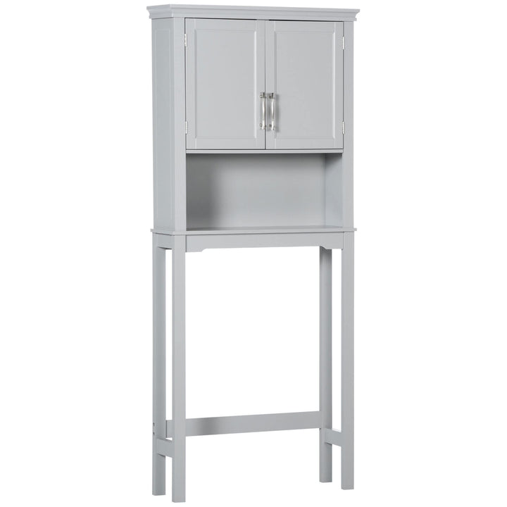 Modern Over The Toilet Storage Cabinet Double Door Bathroom Organizer Grey