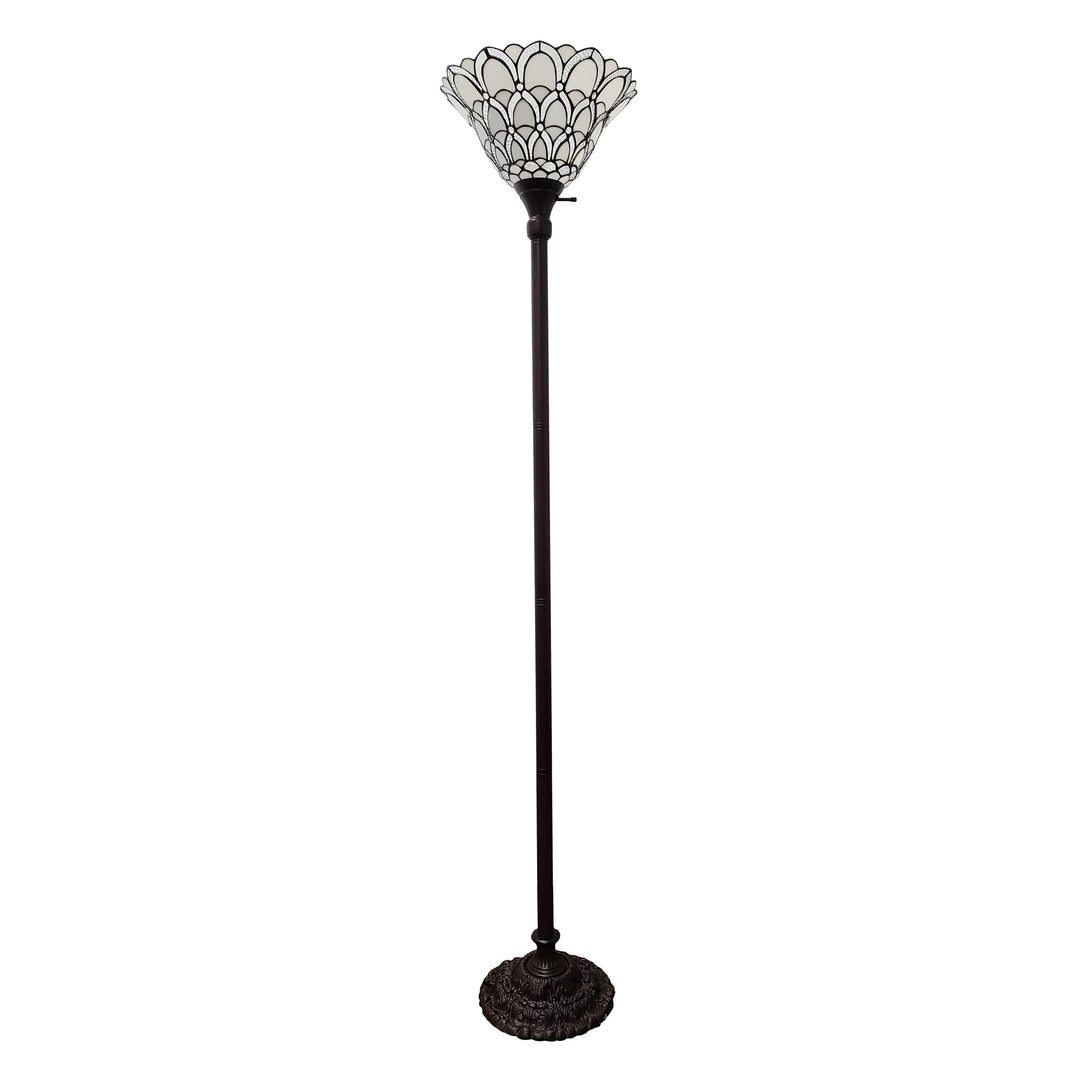 Amora Tiffany Floor Lamp Torchiere - Traditional Style Peacock Design 69”