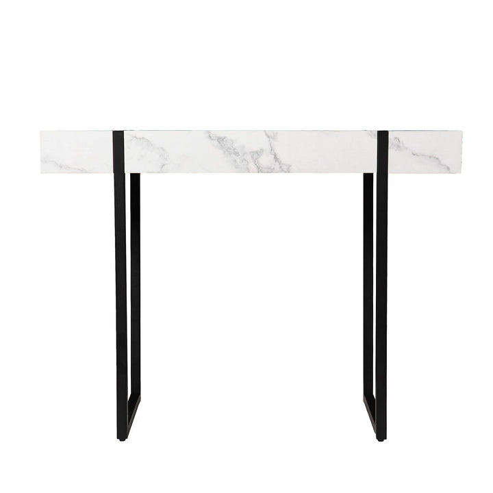 Modern Marble Console Table Black White Contemporary Rectangle ron MDF Glossy