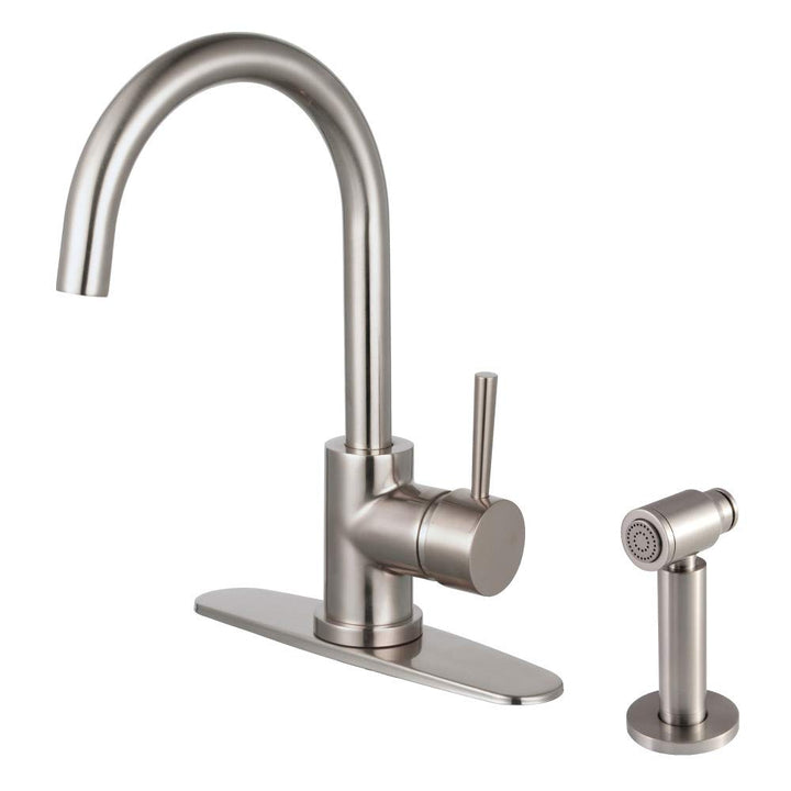 Kingston Brass LS8578DLBS Concord Single-Handle Kitchen Faucet with Brass Brushed Nickel