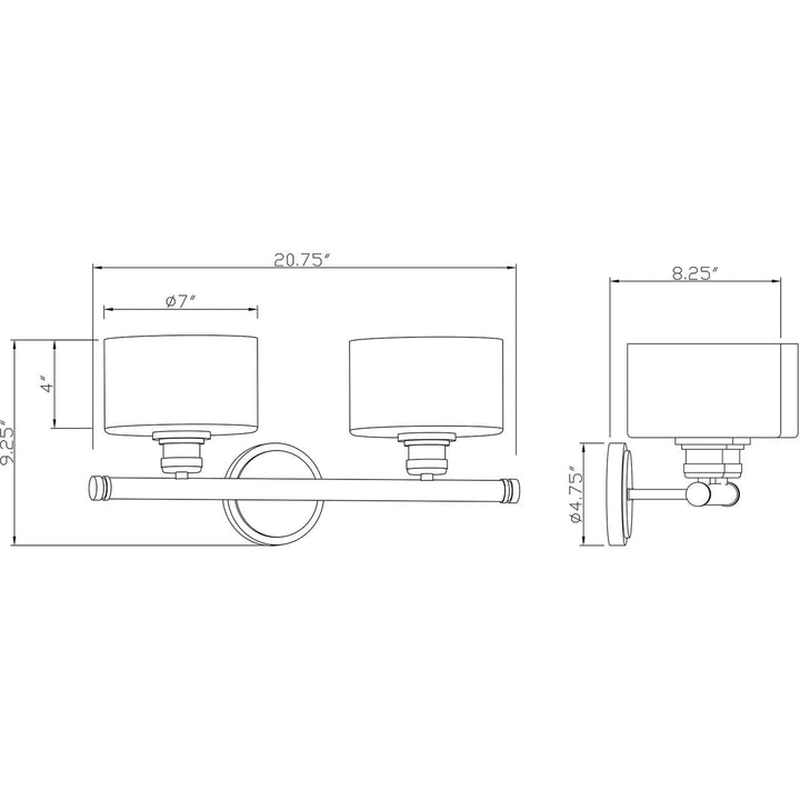 Zane - 2 Light Bath Vanity in Transitional Style-9.25 es Tall and 20.75