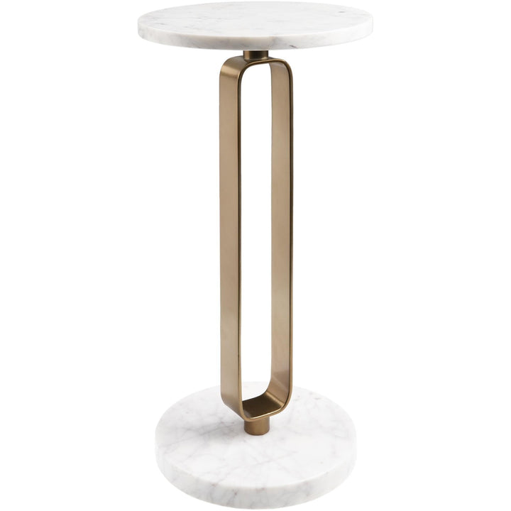 Marble End Table 24" h X 12" w 12" d Gold Modern Contemporary Round Metal