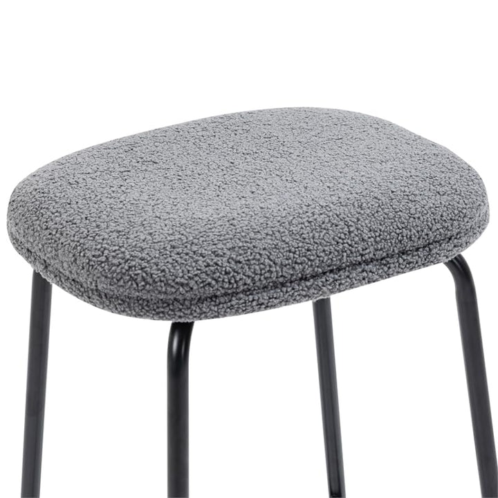 Glamour Home Set of 2 Ayana Gray Boucle Fabric Backless Counter Stool with Black