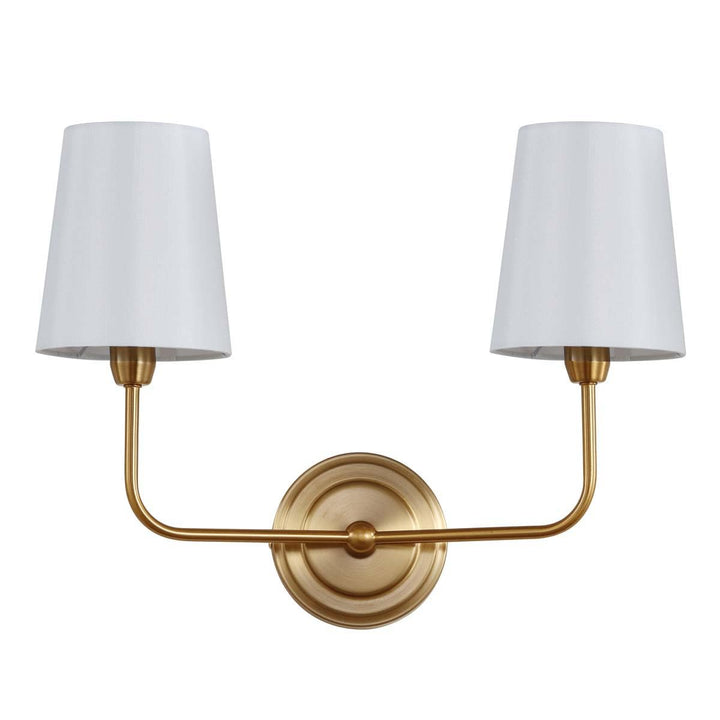 Safavieh SCN4015A Ezra Brass Gold 2-Light Wall (LED Bulbs Included) Sconce White