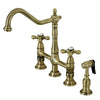 Kingston Brass KS1273AXBS Heritage 8-Inch Kitchen Bridge Faucet with Brass Antique Brass