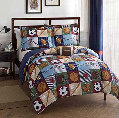 Team Sport 3-Piece Comforter Set Sports Bedding Collegiate Teen Boys Double