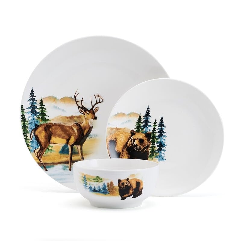 Animals 12pc Dw Set Multi Color Animal Casual Round Porcelain 12 Piece - Diamond Home USA