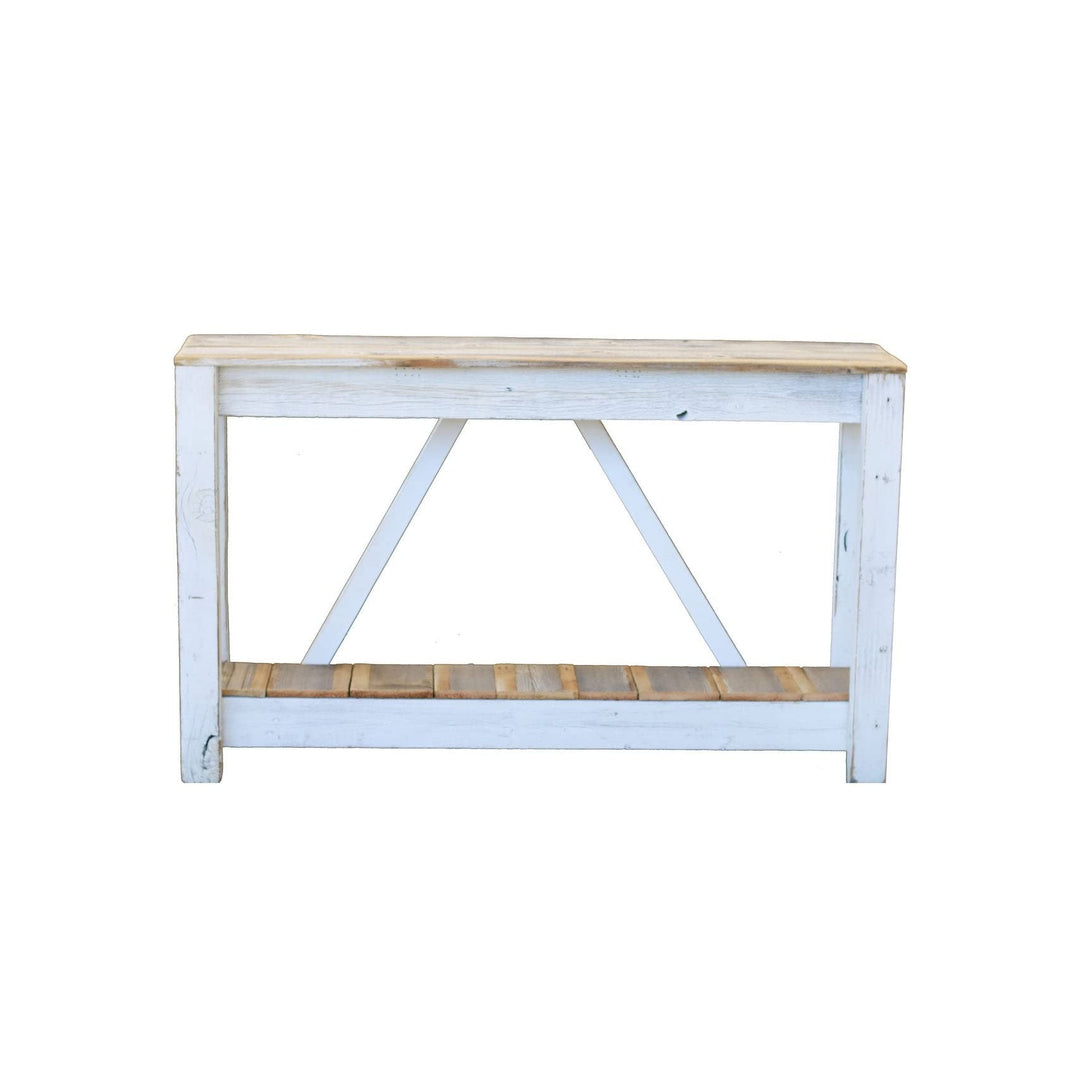 White Combo A-Frame Console Farmhouse Rectangular Reclaimed Wood Natural